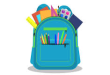 Blue backpack with school supplies