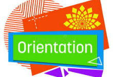 The word Orientation in color