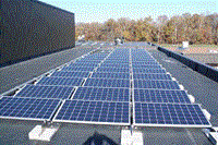 Solar panels on the roof of school building