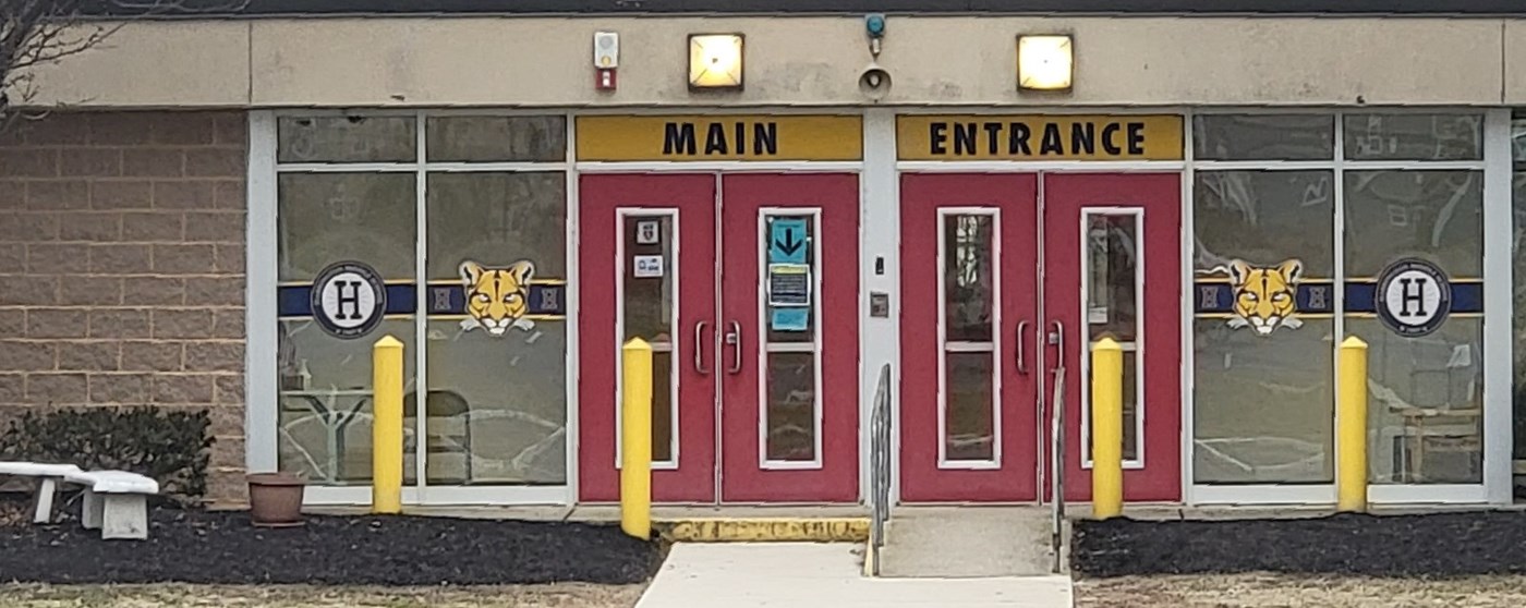 Main Entrance to Thomas E. Harrington Middle School