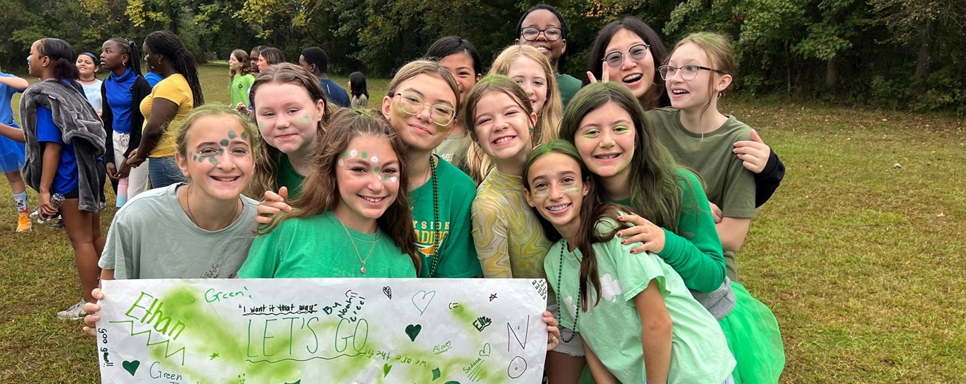 Girls Dressed in Green on Field Day
