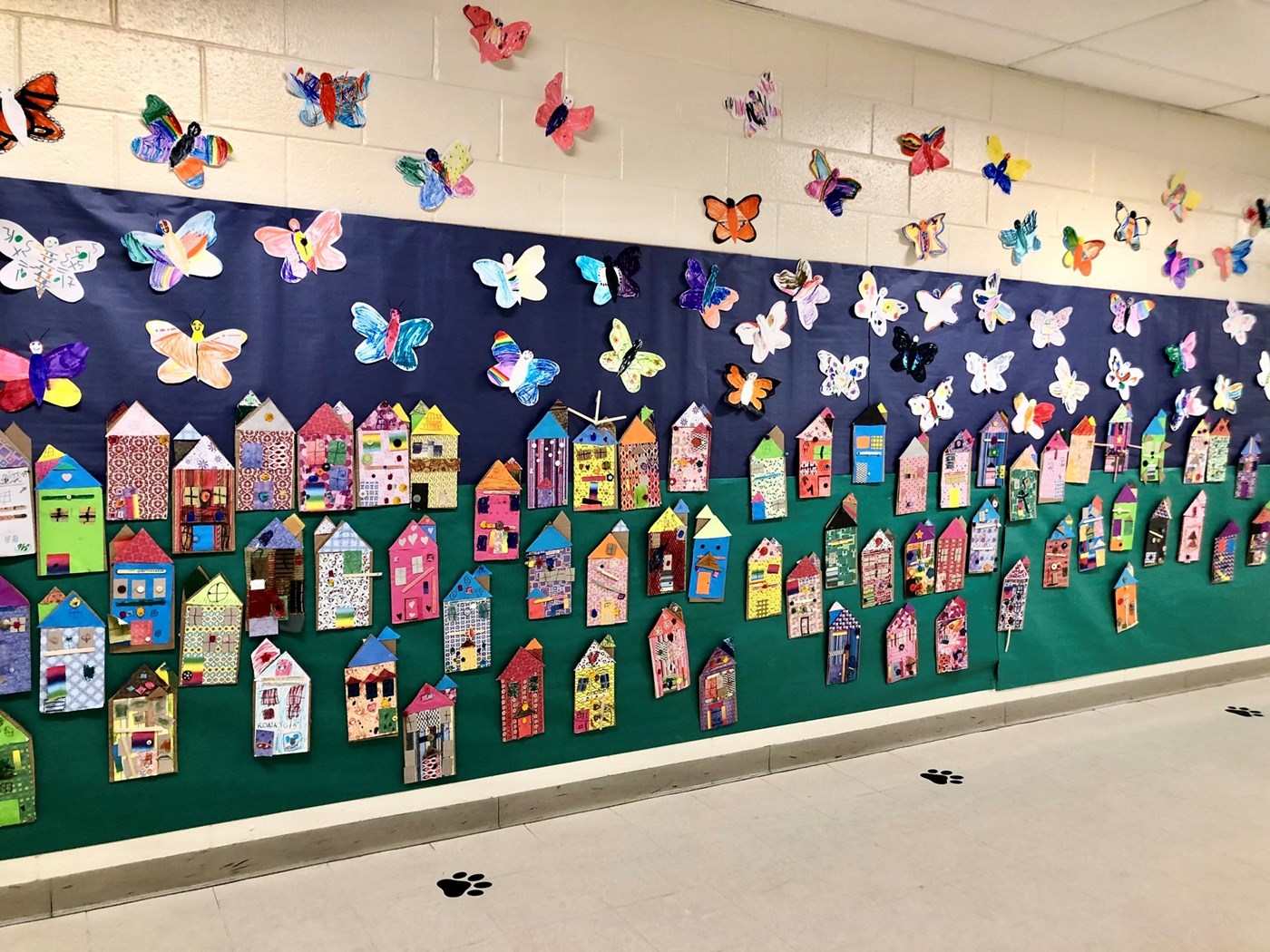 colorful houses created by students of all grade levels