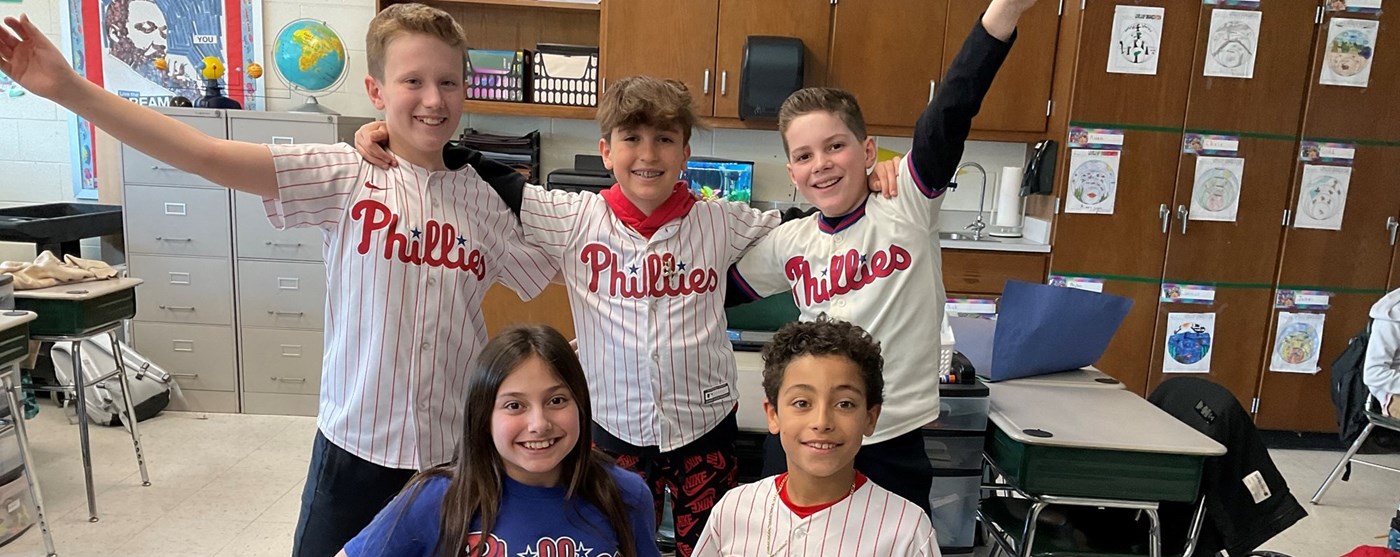 Students wearing Phillies gear