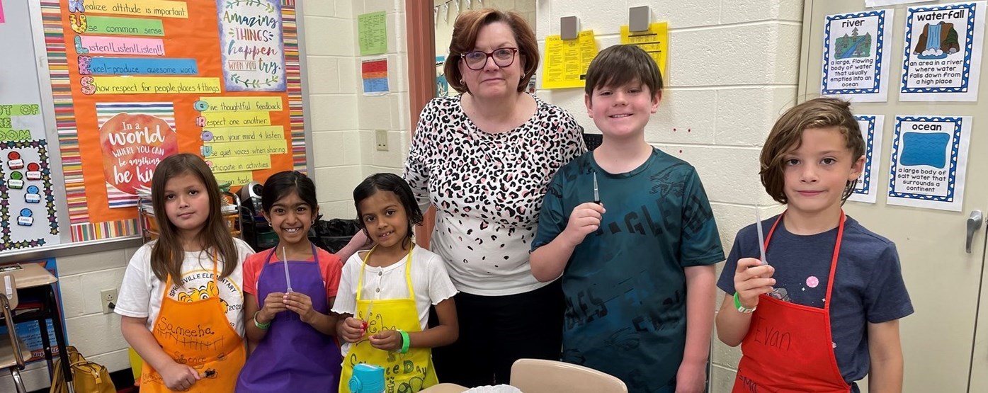 Dr Mitchell with some 2nd grade scientists
