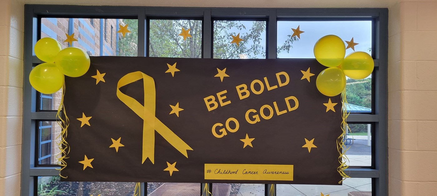 Banner supporting Childhood Cancer Month