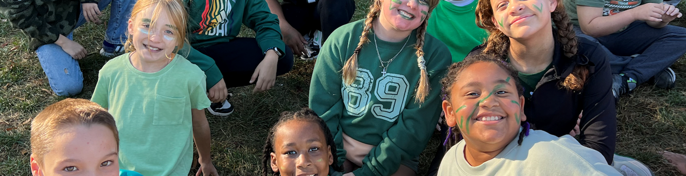 Students relaxing on Field Day
