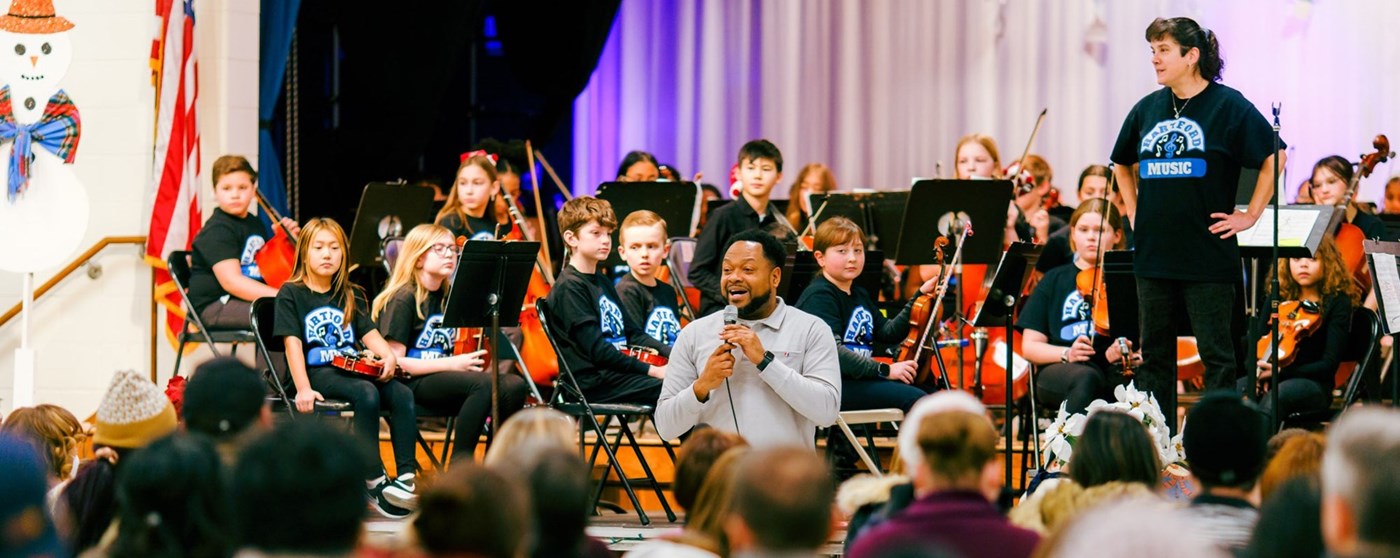 Mr. Stanard welcomes audience members to our Winter Concert