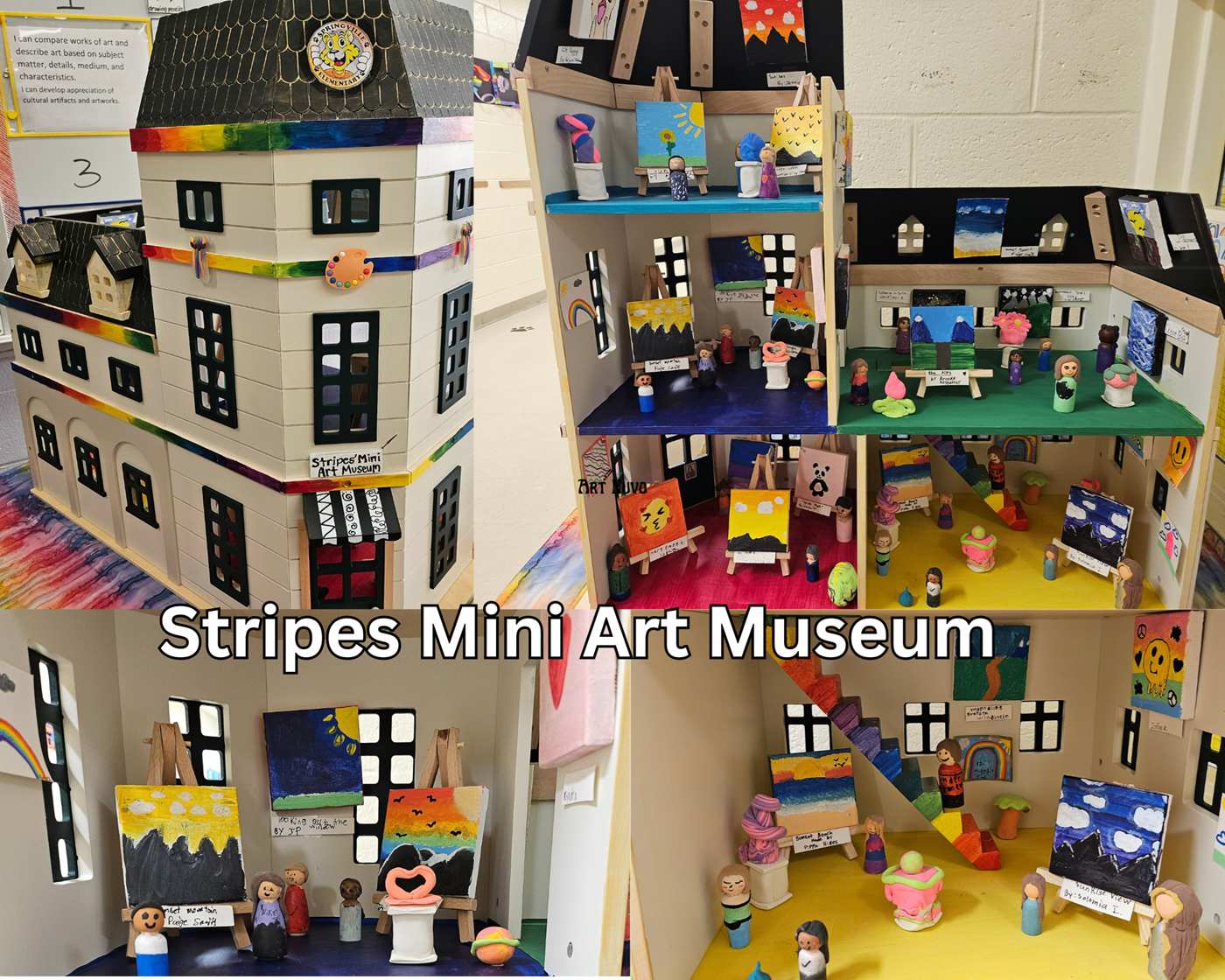 Mini art museum with small figures made by Springville students